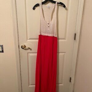 Splendid Maxi Tank Dress.  Size Large.  Tan and red.